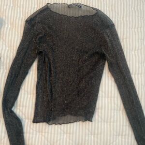 Brandy Melville Black Sheer Long Sleeve Top